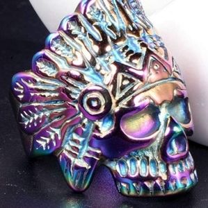 Stainless Steel Indian Chief skull Ring various sizes